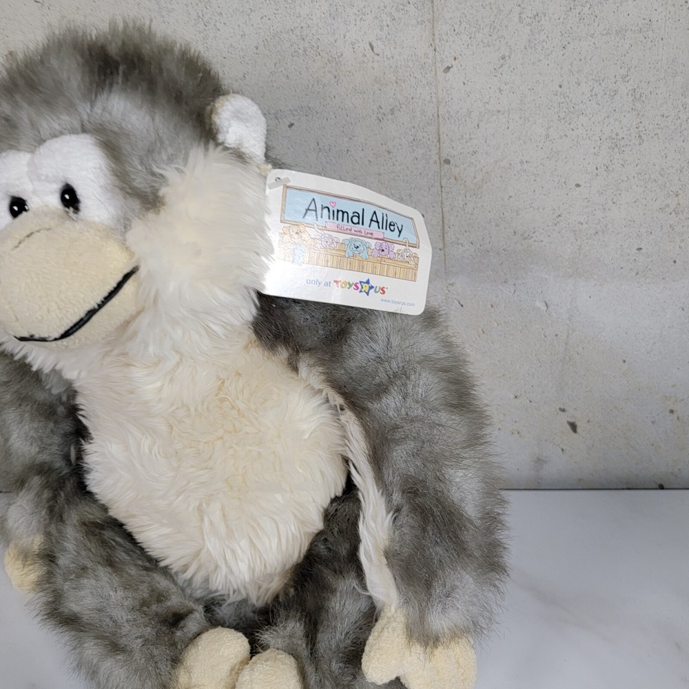Monkey Plush Stuffed‎ Animal Alley 12" Sitting Gray 2000 Toys R Us Soft Cuddly - Picture 3 of 11